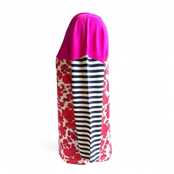 NWOT Colorblock Floral and Striped Long Sleeve Top - Magenta and Strawberry - Picture 4 of 8